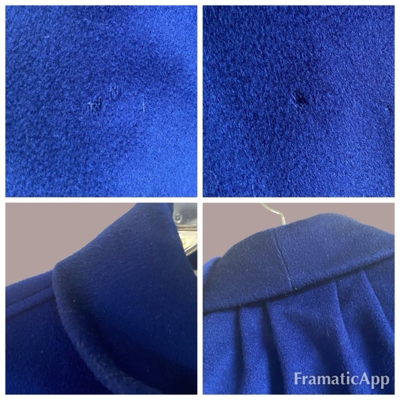 Vintage Gemini 100% Wool Cobalt Blue Scarf Wrap Coat Ruana Cape One Size - Picture 9 of 11